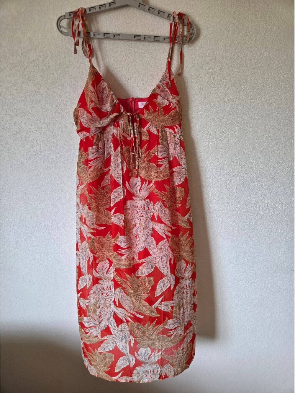 Pink Lily Girls' Coral Tropical Print Dress with Adjustable Tie Straps Size XL